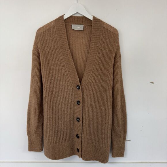 Everlane The Oversized Alpaca Merino Wool Cardigan Lightweight Pristine Tan XS - Picture 3 of 12